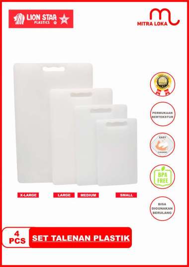 Mitra Loka Talenan Plastik 1 Set Tebal Lion Star 4 Ukuran Lengkap S M L XL Paket Hemat.