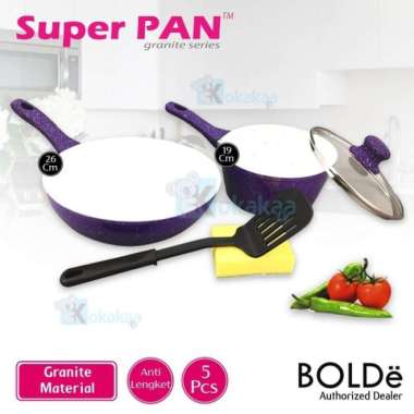 Super PAN Keramik set Purple Original BOLDe 5 pcs | Wajan Panci Granit ORI 100% Multicolor