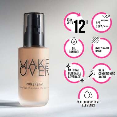 Make Over Powerstay Weightless Liquid Foundation - N30 Natural Beige - Foundation Ringan - Foundatio