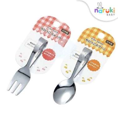 Sendok Garpu Makan Bayi Anak Stainless Feeding Spoon Fork Set Japan Sendok