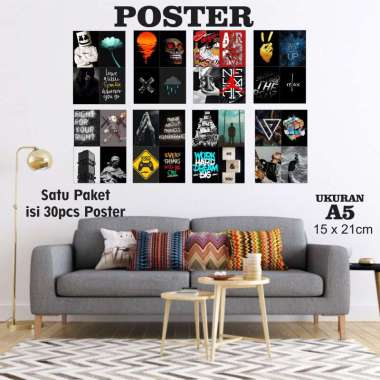 Poster Dekorasi Rumah Aesthetic tema Black Seri 3 Poster Kamar Cowok  Dekorasi Kamar Black