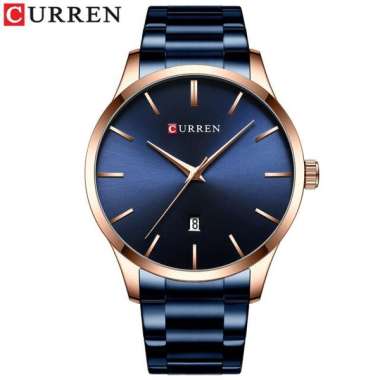 CURREN 8357 Jam Tangan Pria Analog Stainless Steel Chronograph Aktif Biru Rosegold