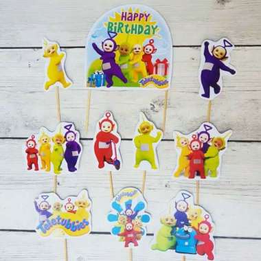 satu set cake topper toper hiasan kue ulang tahun karakter Teletubbies mix