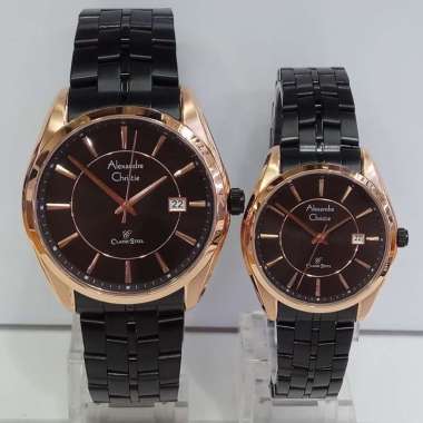 Alexandre Christie AC8578MDLD Classic Jam Tangan Couple Stainless Steel Black Rosegold