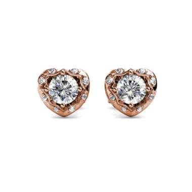 Love Hook Earrings - Anting Crystal by Her Jewellery - Rose Gold