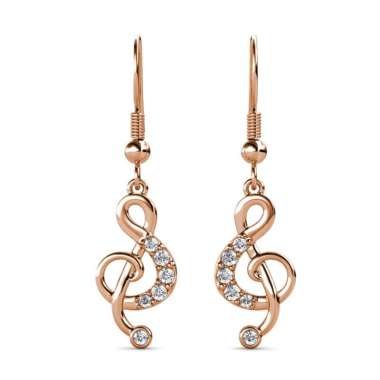 Melodious Hook Earrings - Anting Crystal by Her Jewellery - Rose Gold