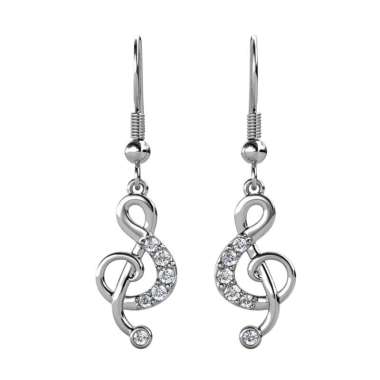 Melodious Hook Earrings - Anting Crystal by Her Jewellery - White Gold