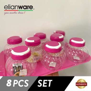 Elianware Canister Set with Tray Toples Nampan (6Pcs FREE 2Pcs/Pack) PET, BPA FREE Pink