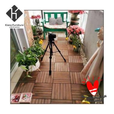 ( HEMAT ISI 50PCS ) PARKET KAYU JATI MOTIF GARIS GARIS / LANTAI KAYU JATI DECKING TILE / PARKET LANT