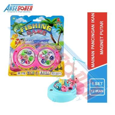 Mainan Pancingan Ikan Magnet Putar [1 Set/12 Ekor Ikan] / Fishing Game / Mancing Mania Mainan Anak M