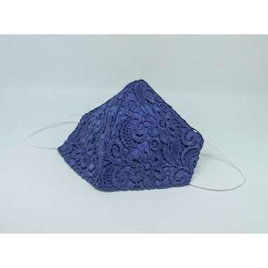 Masker Kain Brokat 3 Ply Non Medis BR 3 (NAVY)