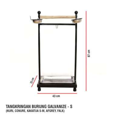 Tangkringan Galvanize size S burung Nuri African Grey kakatua