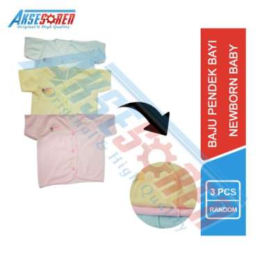 Baju Bayi Lengan Pendek / Baju Newborn Polos / Pakaian Bayi / Atasan Baju Bayi Baru Lahir Umur 0 - 6