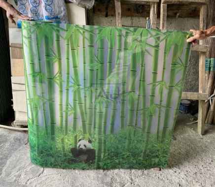 Fiber Penutup Pagar Pelapis Motif Bambu Panda Tebal 0.6 mm Per Roll