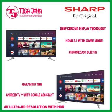 SHARP 4T-C60DL1K LED TV AQUOS 60 INCHI 4TC60DL1 4TC60 60DL1K C60DL1K Led Uhd 4K Smart Android 60"