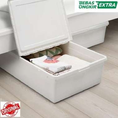 Box Kotak Wadah Penyimpanan Berpenutup Plastik Tebal 50x77x19cm_Putih