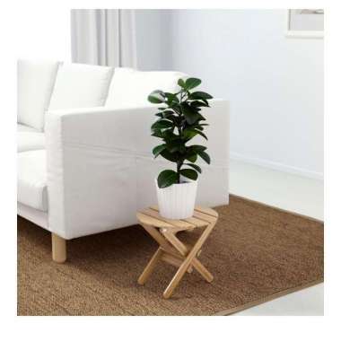 Stand Rak Pot Bunga Tanaman Kayu Bambu Lipat Cantik Tinggi 29cm_Alami