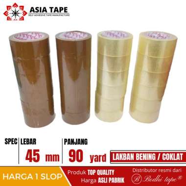 LAKBAN BENING COKLAT BODHI TAPE 45MM X 90YARD 1 SLOP 6 ROLL TERMURAH COKLAT