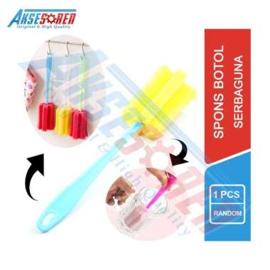 Sikat Spons Pembersih Botol Aksesoren / Tongkat Spon Mencuci Gelas Dot / Sepon Cuci / Spons Cuki Pin