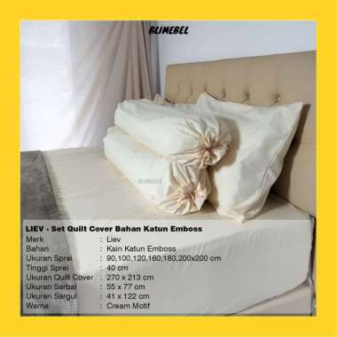 Set Quilt Cover + Sprei + 2 Sarbal + 2 Sargul Bahan Katun Emboss Putih Polos 180 x 200