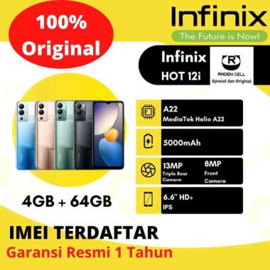 Infinix Hot 12i Ram 4/64 GB Handphone 4G LTE Murah HP Android 4G Garansi Resmi 1 Tahun