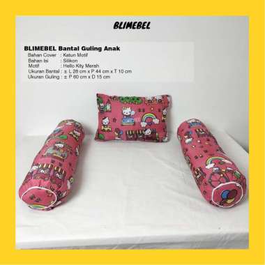 Paket 1 Bantal + 2 Guling Anak/Bayi Motif Karakter/Bantal Guling Bayi Hello Kitty Merah