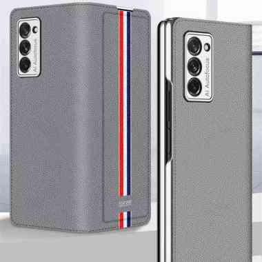 Case Samsung Galaxy Z Fold 2 Flip Leather Phone Case GKK Original Grey Lines