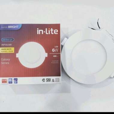 in lite lampu led panel 6 watt bulat IB (tanam) cahaya putih tersedia cahaya kuning