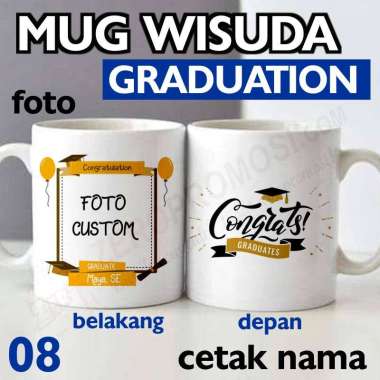 Mug Kado Wisuda - Bisa Request Nama dan Foto - Hadiah Gift Custom Graduation Design 08 Foto