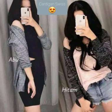 Cardigan Wanita Swiss Cardigan Korea Kardigan Wanita Lembut Abu-abu