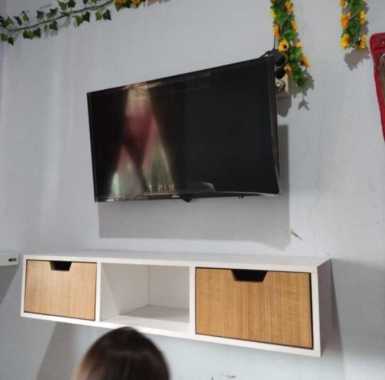 PF-Meja Tv Gantung Rak tv dinding minimalis - Putih, Tanpa Laci RT