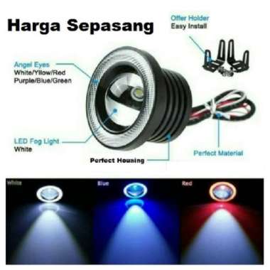 Lampu Kabut Foglamp LED 89mm 3.5 Inci 76mm 3 Inch Projector Angel Eyes Mobil Universal 76 / 89 mm Fo