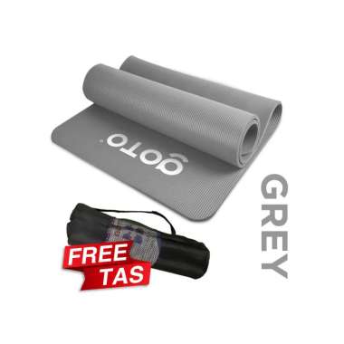 Matras Alas Yoga Nbr Senam Mat 10 mm Anti Slip Free Bag Tebal Black Grey White