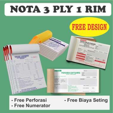 NOTA 1 RIM 3 PLY - RANGKAP - Percetakan Custom NCR INVOICE Bon Surat Jalan Kwitansi Olshop 1 RIM Full Colour