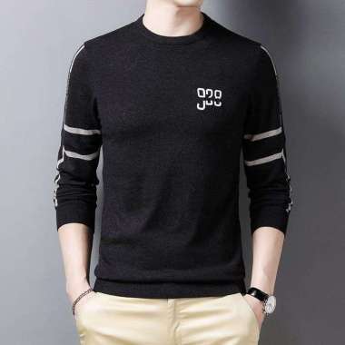 Baju Sweater Vogo Pria/Baju Pria Lengan Pendek/Sweater Pria Trandy Hitam L