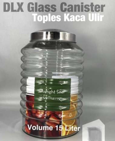 Toples Kaca Ulir Kamma 15Liter DLX Glass / Toples Es Bulat