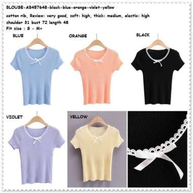 AB457648 Baju Atasan Wanita Blouse Korea Import Hitam Ungu Lilac Biru