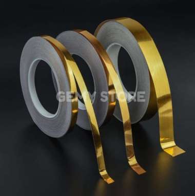 STIKER PEMBATAS NAT KERAMIK LANTAI STICKER TEMBOK ROLL GULUNGAN TAPE STIKER GOLD - 1cm x 50m