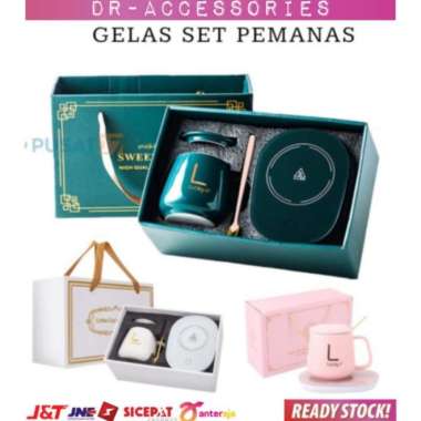 Gelas Set Keramik Cangkir set Lengkap Dengan Alat Pemanas Pink warna