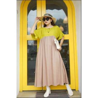Dress Masayu - Dress Wanita Jumbo Rayon Premium Baju Wanita Polos Lengan Pendek Pakaian Casual Kekin