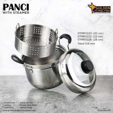 Panci + Steamer Stainless Steel 20Cm | Golden Flying Fish | Sauce Pot
