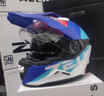 Zeus ZS913 Pearl White BF1 Blue - Helm Zeus Motorcross ZS-913 XL