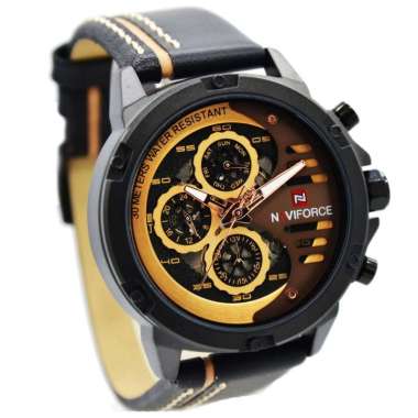 JAM TANGAN NAVIFORCE 9110 M2 JAM NAVIFORCE ORIGINAL 9110 LA - KULIT HITAM JAM TANGAN NAVYFORCE 9110