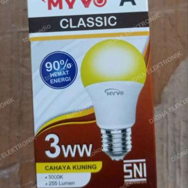 lampu bohlam led warm white kuning 3 watt