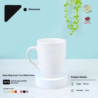 Gelas Mug Corel Stoneware Keramik 11oz 300ml Polos PUTIH