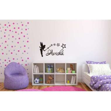 CUSTOM NAMA Wallstiker Fairy Tinkerbell Hiasan Pajangan Stiker Dinding