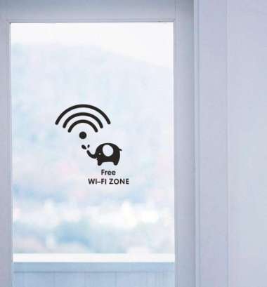 Stiker Dekorasi Free Wifi Lucu di Kaca Cafe Warnet Restaurant Warung
