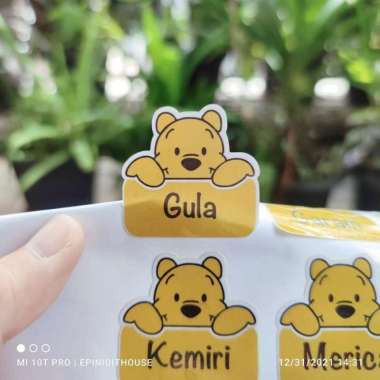 Stiker Toples Winnie The Pooh Label Nama Bumbu Dapur Tempel Anti Air