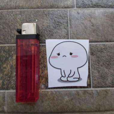 Stiker Vinyl Karakter Pentol Lucu Motor HP Sepeda Mobil Laptop Print 4. pentol sad