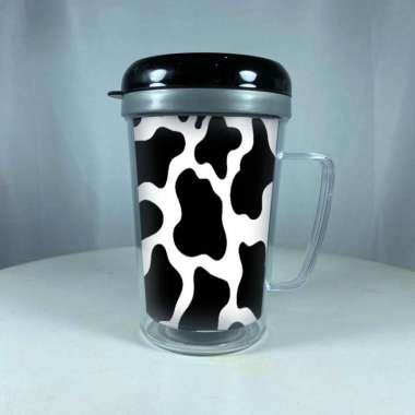 Tumbler Gelas Gagang Motif Sapi Hitam Putih Botol Minum Souvenir Promo